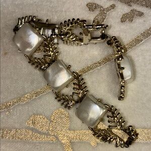 Coro Gold and White Leaf Bracelet